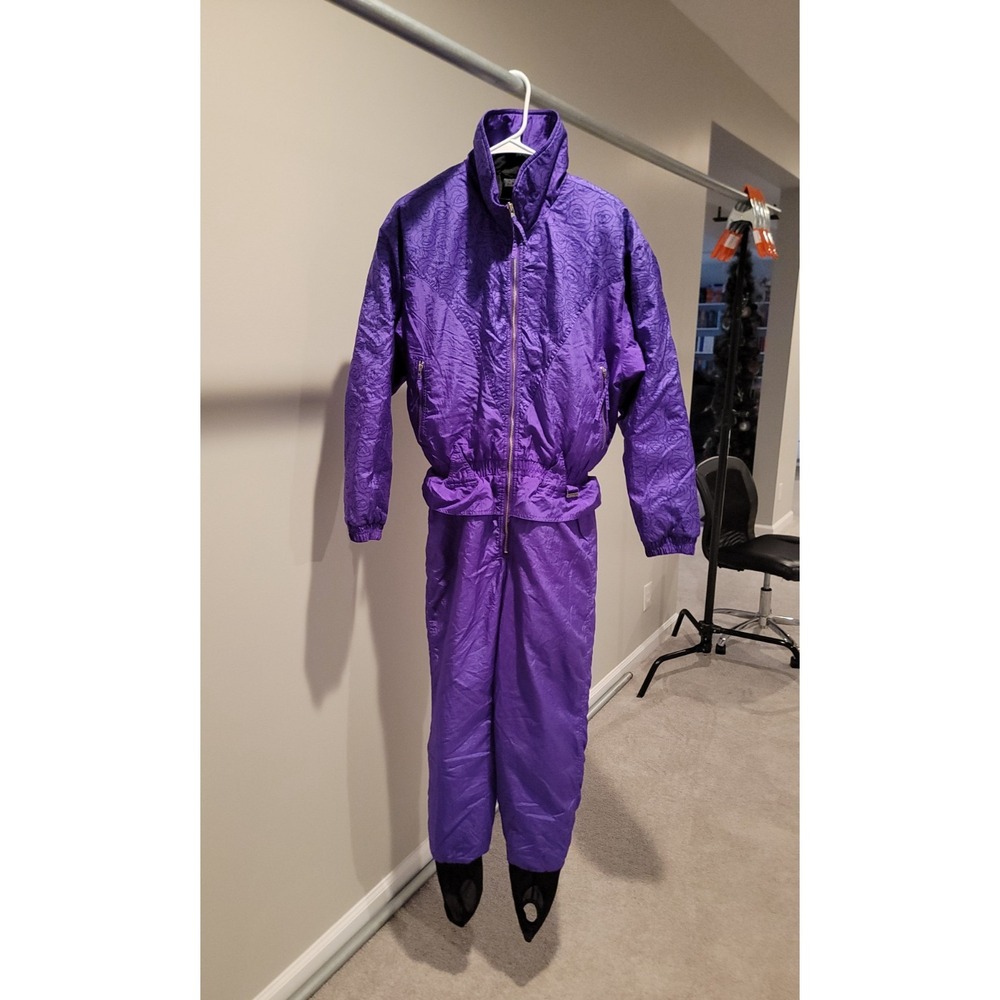 Vintage Edelweiss Skiwear One Piece Insulated Snow Suit Womens Size 12 Purple